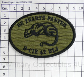 Defensie De Zwarte Panter D cie 42 BLJ D Compagnie 42 Pantserinfanteriebataljon embleem - met klittenband - 9 x 6 cm