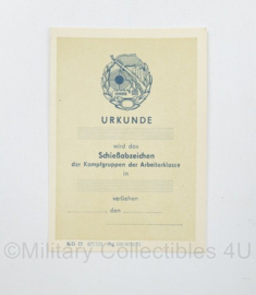 DDR NVA Urkunde Schiessabzeichen - 10,5 x 7,5 cm - origineel