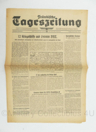 WO2 Duitse krant Frankische Tageszeitung nr. 23 28 januari 1944 - 47 x 32 cm - origineel
