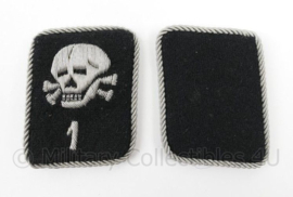 WO2 Duitse SS Totenkopf SS 1e divisie kraagspiegel paar -  replica