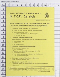 KL Koninklijke Landmacht intructie blad "IK 7 271 commandant van het peloton zware mortieren van een (pa)infbat." - origineel