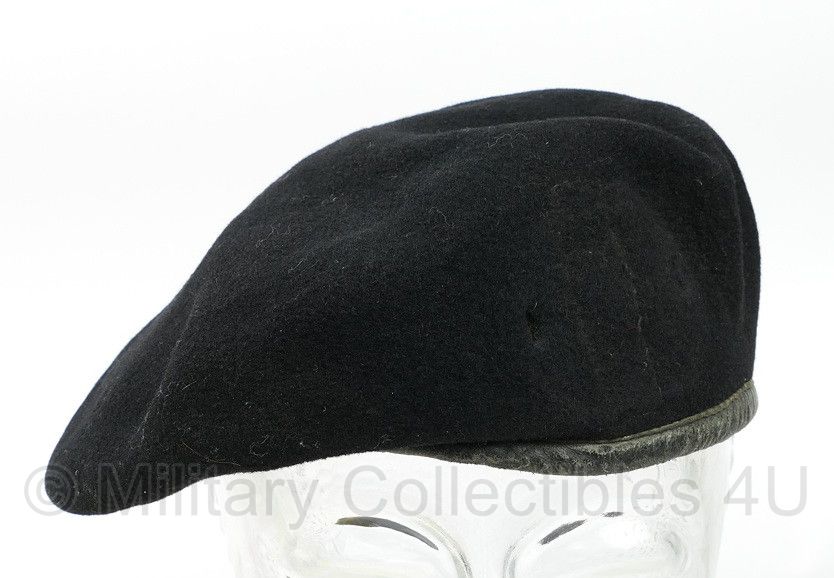 Kangol zwarte wollen baret met lederen rand - maat 7  - origineel