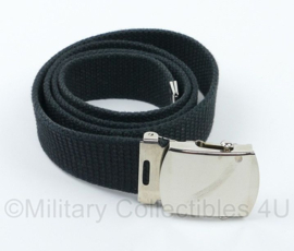 KMAR Koninklijke Marechaussee broekriem webbing zwart met zilveren slot - 95 cm lang - gebruikt - origineel