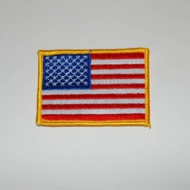 Uniform landsvlag USA - gele rand - groot - 9 x 5,7 cm.