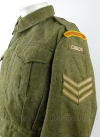 Canadese Toronto Scottish Battledress jas 1953 Sergeant - WO2 model - maat Medium - gedragen - origineel