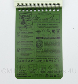 Notitieblok  Rite in the Rain All-weather Notebook Notitieboek No. 946, green (2020) - waterproof extra kwaliteit (ook schrijven in de regen) - 16 x 10 cm.