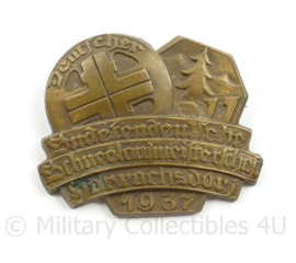 WO2 Duitse tinnie Sudetendeutsche Schneelaufmeisterschaft Harrachsdorf 1937  - 4 x 4,5 cm - origineel