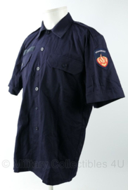 Nederlandse Brandweer overhemd met emblemen donkerblauw - korte mouw - maat 6080/9500 - gedragen - origineel