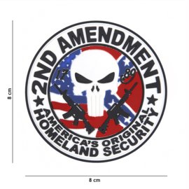 Embleem 3D PVC met klittenband - 2nd Amendment Punisher - met klittenband - 8 cm.
