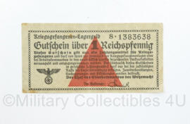 Wo2 Duits Kriegsgefangenen lagergeld 1 Reichspfenning - 7,5 x 4 cm - origineel