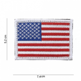 Uniform vlag  USA - witte rand- met klitteband - 5,2 bij 7,4  cm.