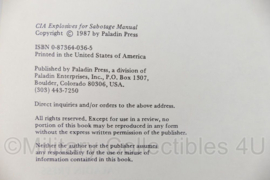 CIA explosives for Sabotage Manual by Paladin Press - Engelstalig