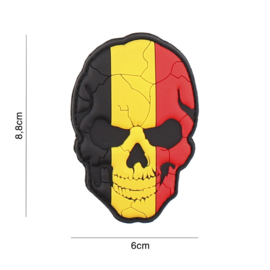 Skull Belgische vlag Cracked embleem PVC - 8,8 x 6 cm