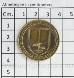 Headquarters 1 (GE/NL) Corps NATO High Readiness Forces (Land) HQ coin Odyssee Sword 2011 - diameter 3,5 cm - origineel