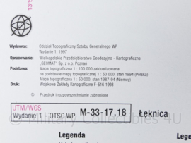 Poolse Stafkaart Leknica N-33-17,18- 1 : 100.000 - 64 x 84 cm - origineel