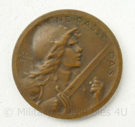 Franse On Ne Passe Pas Verdun 1916 herdenkingsmunt - diameter 3½ cm - origineel
