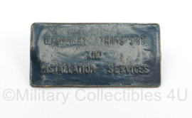 Metalen dataplaatje Machinery Transport and Installation Services - 5 x 2,5 cm -  origineel