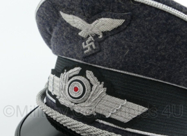 WO2 Duitse Luftwaffe Officiers schirmmütze met zilveren bies graublau - maat 57 t/m 60