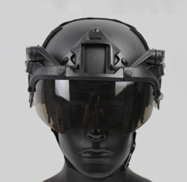 Helmvisier met bevestiging voor MICH FAST helm (zonder helm) - GROEN frame met helder  glas