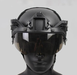 Helmvisier met bevestiging voor MICH FAST helm (zonder helm) - GROEN frame met smoke glas