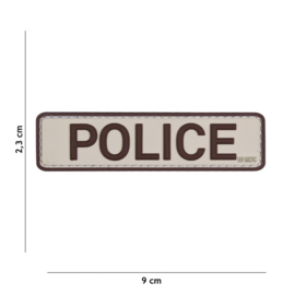 Embleem 3D PVC - met klittenband - POLICE beige - 9 x 2,3 cm