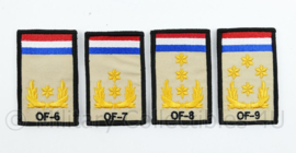 KL Nederlandse leger rangembleem met klittenband - met NLD vlag en NATO rang - generaals - 5 x 8 cm