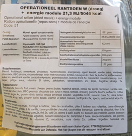 1  Maaltijd zak 24 Hour - Operationeel Rantsoen W (droog) + energie module +/- 5100 kcal - Lichtgewicht! - Best Before Augustus 2027