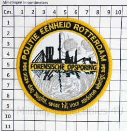 Politie eenheid Rotterdam Forensische Opsporing embleem Onze dag begint waar hij voor anderen eindigt- met klittenband  - 9 cm. diameter