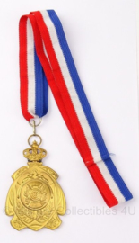 Antieke nederlandse schietprijs "de vroolijke strijders" 1906-1931 Internationale schietwedstrijd - 9 x 6 cm - origineel