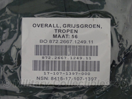 Klu luchtmacht Overall / Werkpak Tropen groen Overall tropen grijsgroen - 100% katoen - maat 56 - ongebruikt in verpakking! - origineel