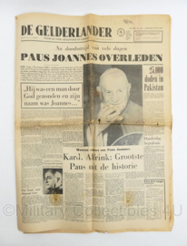 krant De Gelderlander van 4 juni 1963 - Paus Joannes overleden - origineel