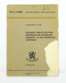 Reglement voor de Militaire Ambtenaren van de KL en de KLu nr. VS 2-1498 - 1959 - afmeting 16 x 22 cm - origineel