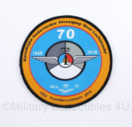 KLU Koninklijke Luchtmacht 1953 - 2018 embleem Koninklijke Nederlandse Vereniging 'Onze Luchtmacht' - met klittenband - diameter 10 cm - origineel