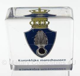 Glazen bureau decoratie - Koninklijke Marechaussee - 6,5 x 6,5 cm - origineel