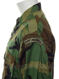 Korps Mariniers jas Woodland camo met straatnaam - Small-Long = 8090/8494 - licht gedragen - origineel