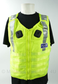 British Police fluorgeel kogelwerend vest hoes zonder ballistische inhoud - met MOLLE  lussen - maat Large - origineel