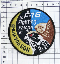 KLU Luchtmacht F16 F-16 Fighting Falcon RNLAF 306 SQN embleem - met klittenband - diameter 9 cm