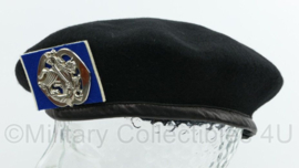 Baret zwart (Cavalerie baret, BB baret, etc) - nieuw gemaakt - 100% wol met lederen rand