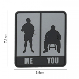 Embleem Me & You - grijs - met klittenband - 3D PVC - 7,1 x 6,5 cm
