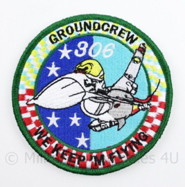 KLu Koninklijke Luchtmacht embleem Groundcrew 306 squadron We Keep 'M Flying  - met klittenband  - 9 cm. diameter