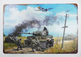 Nieuw gemaakte metalen plaat WO2 Duitse Tank  - 30 x 20 cm - nieuw