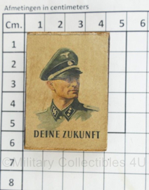WO2 Duits luciferdoosje van echt hout - Waffen SS Officier Deine Zukunft - 6 x 4 cm