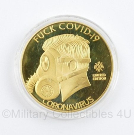 Coin Coronavirus - Fuck Covid19 - limited edition - I survived coronavirus 2021 - diameter 4 cm - origineel