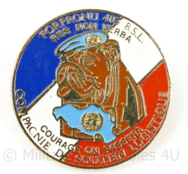 Franse UNPROFOR 403 BSL speldje met Bulldog - diameter 3 cm - origineel