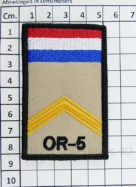 KL Nederlandse leger OR-5 Sergeant rang op klittenband missie embleem - 8 x 6 cm