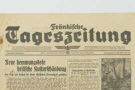 WO2 Duitse krant Frankische Tageszeitung nr. 163 15 juli 1943 - 47 x 32 cm - origineel