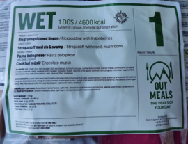 1 doos met 10 dezelfde  24uurs rantsoen Maaltijd zak 24 Hour OUTMEALS Special purpose Arctic Ration 4600 kcal - keuze uit meerdere menu's - Best Before  2026