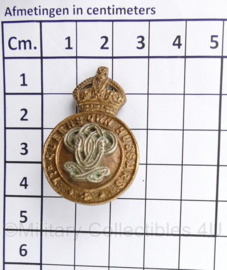 Britse WO2 cap badge Queens Own Hussars - Kings Crown - 4 x 3 cm - origineel