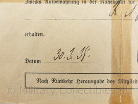 WO2 Duits document 1938 DAF Die Deutsche Arbeitsfront - Empfangs bestätigung - ingevuld -  origineel