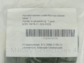 KL leger handschoenen Leder / Nomex groen Handschoen leder meta aramide - maat 8 - NIEUW in verpakking! - origineel
